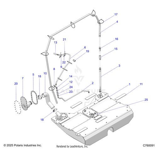 An Image of a Genuine Polaris Parts Schematic Diagram showing the schematic - FUEL: FUEL SYSTEM - 2026 POLARIS RZR PRO R RACE H.O.