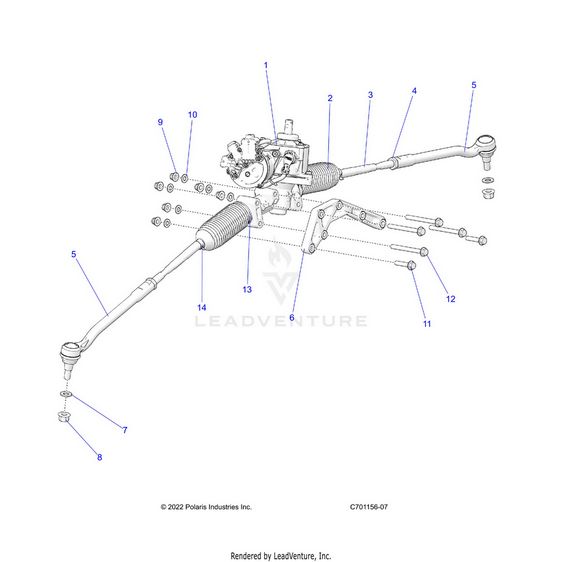 An Image of a Genuine Polaris Parts Schematic Diagram showing the schematic - STEERING: GEAR BOX W/EPS AND RELATED - 2022 POLARIS RZR PRO R 4 SPORT