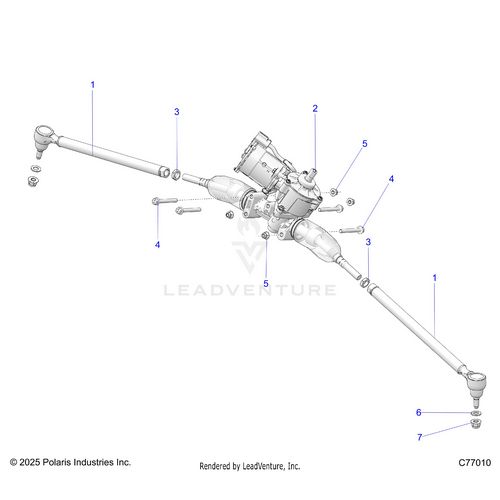 An Image of a Genuine Polaris Parts Schematic Diagram showing the schematic - STEERING: GEARBOX AND TIE RODS - 2026 POLARIS RZR PRO R RACE H.O.