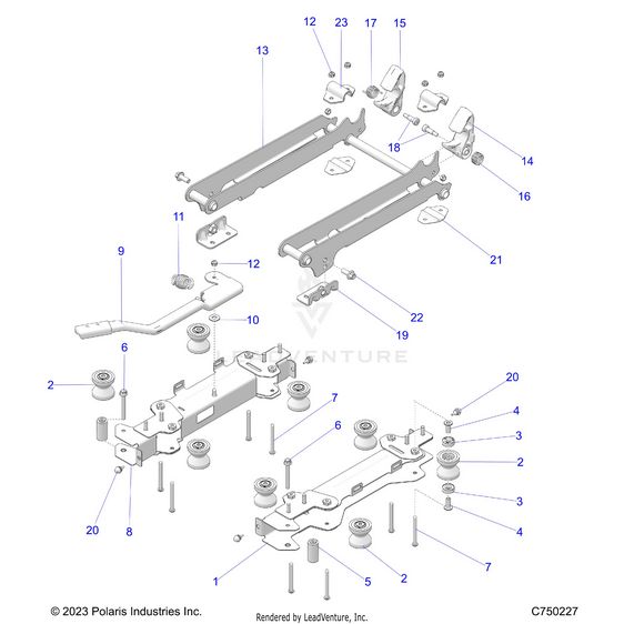 An Image of a Genuine Polaris Parts Schematic Diagram showing the schematic - BODY: SEAT MOUNTING DRIVER - 2025 POLARIS RZR PRO S ULTIMATE