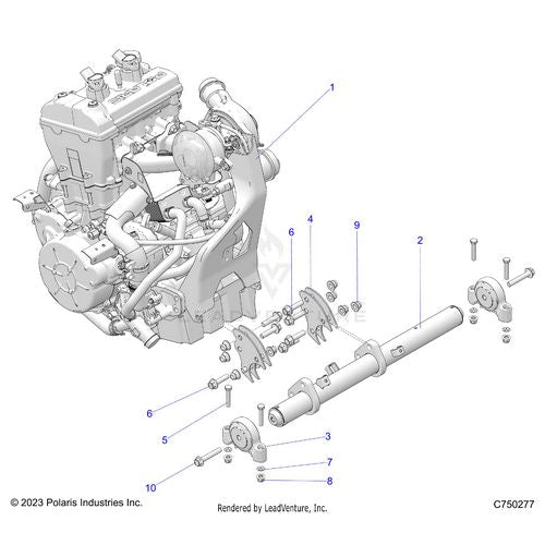 An Image of a Genuine Polaris Parts Schematic Diagram showing the schematic - ENGINE: MOUNTING & LONG BLOCK - 2025 POLARIS RZR PRO XP SPORT