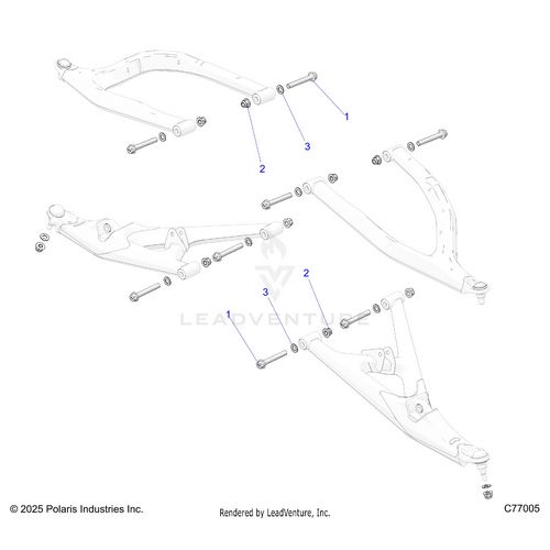 An Image of a Genuine Polaris Parts Schematic Diagram showing the schematic - SUSPENSION: FRONT CONTROL ARMS MOUNTING - 2026 POLARIS RZR PRO R RACE H.O.