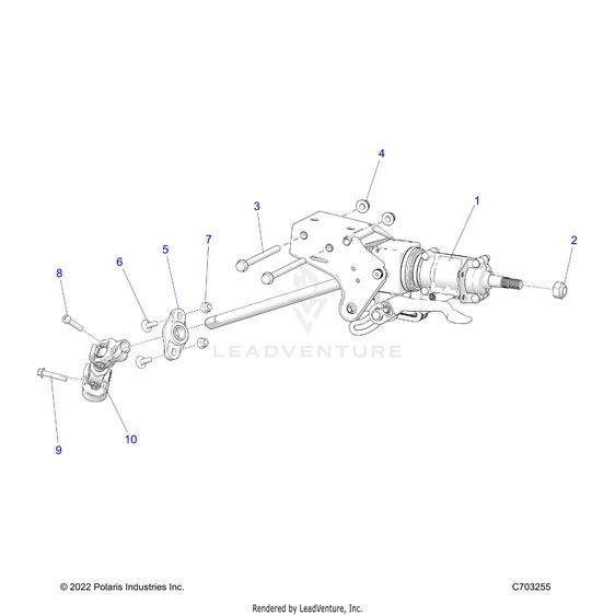 An Image of a Genuine Polaris Parts Schematic Diagram showing the schematic - STEERING: LINKAGE TILT AND RELATED PREMIUM - 2024 POLARIS RZR PRO R ULTIMATE