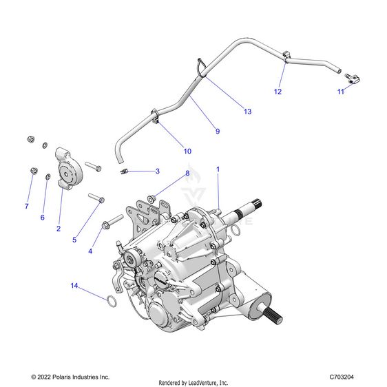 An Image of a Genuine Polaris Parts Schematic Diagram showing the schematic - DRIVE TRAIN: MAIN GEARCASE MOUNTING - 2024 POLARIS RZR 900 TRAIL ULTIMATE