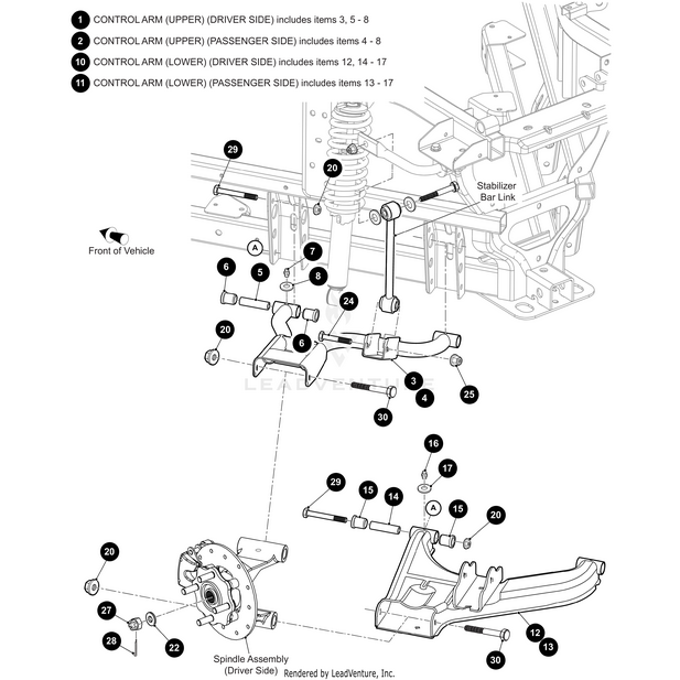 Exploded diagram of a vehicle’s rear upper left suspension highlights the Arctic Cat A-Arm - Rear Upper Left (Inc. 3 And 5-8), ideal for identifying or matching ATV/UTV OEM replacement parts.
