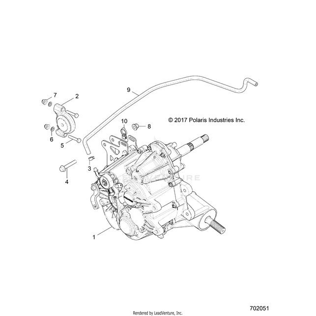An Image of a Genuine Polaris Parts Schematic Diagram showing the schematic - DRIVE TRAIN: MAIN GEARCASE MOUNTING - 2018 POLARIS RZR 900/900 EPS