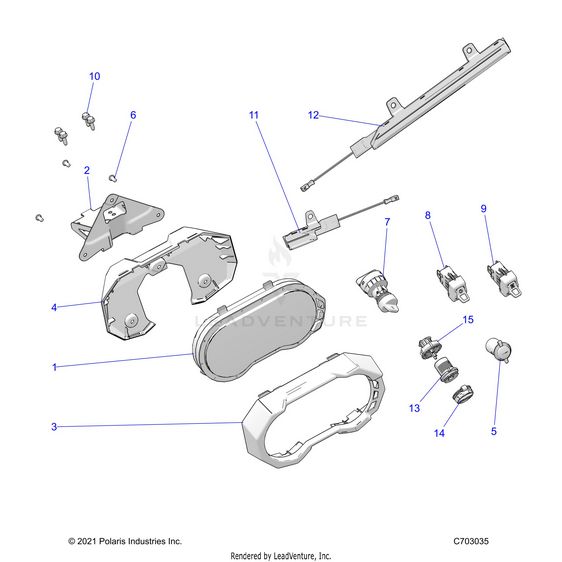 An Image of a Genuine Polaris Parts Schematic Diagram showing the schematic - ELECTRICAL: DASH INSTRUMENTS AND CONTROLS - 2022 POLARIS RZR PRO XP ULTIMATE EVAP