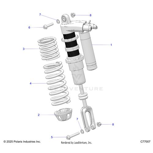 An Image of a Genuine Polaris Parts Schematic Diagram showing the schematic - SUSPENSION: FRONT SHOCK - 2026 POLARIS RZR PRO R RACE H.O.