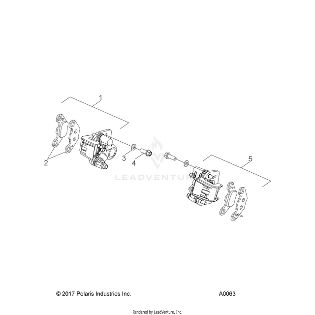 An Image of a Genuine Polaris Parts Schematic Diagram showing the schematic - BRAKES: CALIPER FRONT - 2019 POLARIS RZR 170