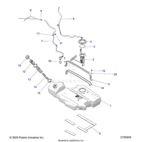 An Image of a Genuine Polaris Parts Schematic Diagram showing the schematic - FUEL: SYSTEM EVAP - 2026 POLARIS RZR PRO R ULTIMATE