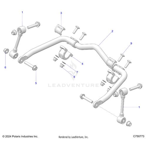 An Image of a Genuine Polaris Parts Schematic Diagram showing the schematic - SUSPENSION: FRONT STABILIZER BAR - 2026 POLARIS RZR PRO XP SPORT