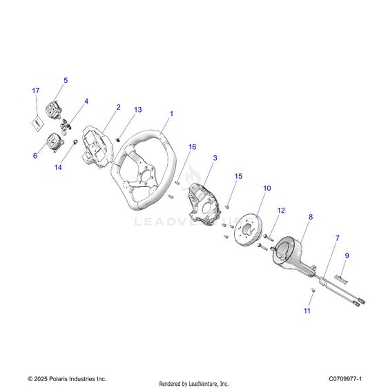 An Image of a Genuine Polaris Parts Schematic Diagram showing the schematic - STEERING: WHEEL - 2026 POLARIS RZR PRO R LE