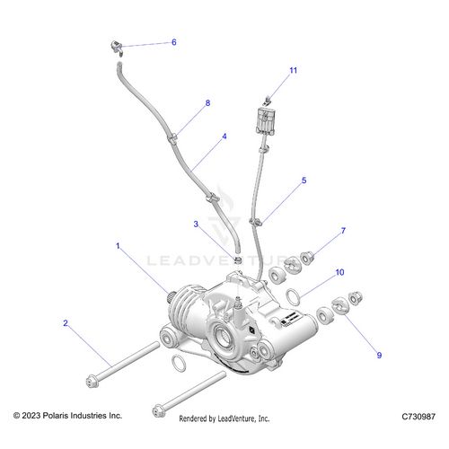 An Image of a Genuine Polaris Parts Schematic Diagram showing the schematic - DRIVE TRAIN: FRONT GEARCASE MOUNTING - 2026 POLARIS RZR XP 4 1000 ULTIMATE