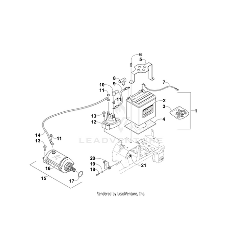 Exploded diagram of Battery Cable Solenoid (8.5 Red #4) by Arctic Cat for UTV/ATV, showing labeled components like wires, bolts, brackets, switches, and starter motor. Numbered parts help identify genuine OEM Arctic Cat parts easily.