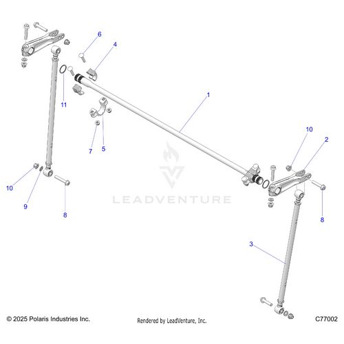 An Image of a Genuine Polaris Parts Schematic Diagram showing the schematic - SUSPENSION: REAR STABILIZER BAR - 2026 POLARIS RZR PRO R RACE