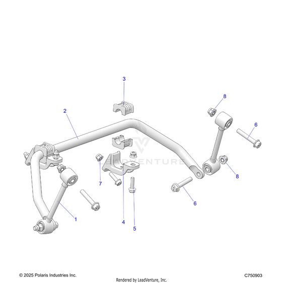 An Image of a Genuine Polaris Parts Schematic Diagram showing the schematic - SUSPENSION: FRONT STABILIZER BAR - 2026 POLARIS RZR XP 1000 ULTIMATE