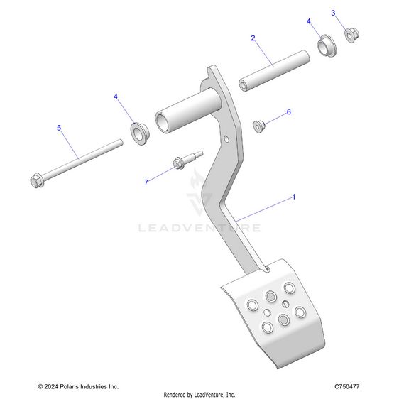 An Image of a Genuine Polaris Parts Schematic Diagram showing the schematic - BRAKES: PEDAL - 2025 POLARIS RZR XP 1000 PREMIUM
