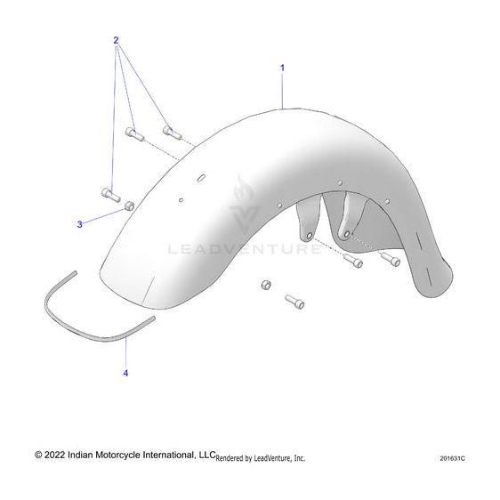 Technical diagram of the Polaris Fender 19 Front Holes Sgry [Storm Gray], showing labeled parts like bolts, screws, and brackets. Parts are numbered for easy Polaris OEM identification and assembly reference.