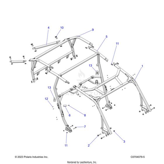 An Image of a Genuine Polaris Parts Schematic Diagram showing the schematic - CHASSIS: CAB FRAME - 2026 POLARIS RZR XP S 4 1000 ULTIMATE