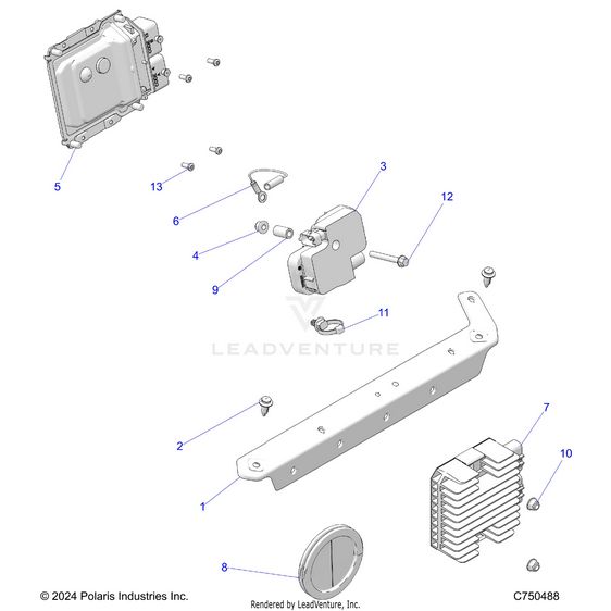 An Image of a Genuine Polaris Parts Schematic Diagram showing the schematic - ELECTRICAL: ECU REGULATOR ETC. - 2025 POLARIS RZR XP 1000 PREMIUM