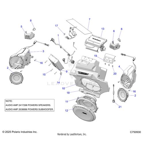 An Image of a Genuine Polaris Parts Schematic Diagram showing the schematic - ELECTRICAL: AUDIO FRONT - 2026 POLARIS RZR PRO S 4 ULTIMATE EVAP LE