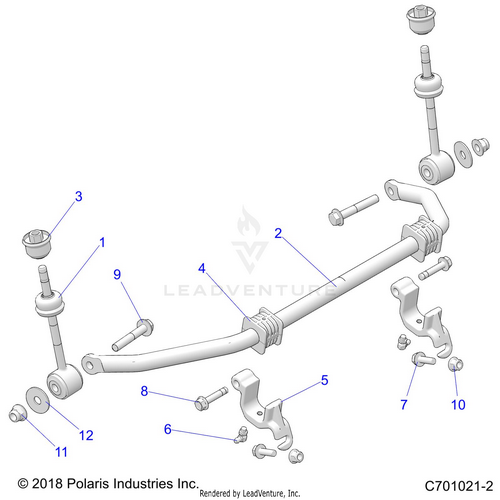 An Image of a Genuine Polaris Parts Schematic Diagram showing the schematic - SUSPENSION: FRONT STABILIZER BAR - 2024 POLARIS RZR 900 TRAIL ULTIMATE