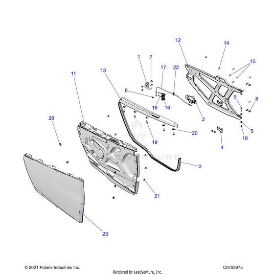 An Image of a Genuine Polaris Parts Schematic Diagram showing the schematic - BODY: DOORS - 2026 POLARIS RZR XP 1000 ULTIMATE