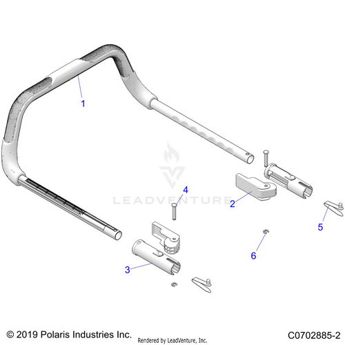 An Image of a Genuine Polaris Parts Schematic Diagram showing the schematic - BODY: GRAB BAR PASSENGER - 2023 POLARIS RZR PRO XP SPORT