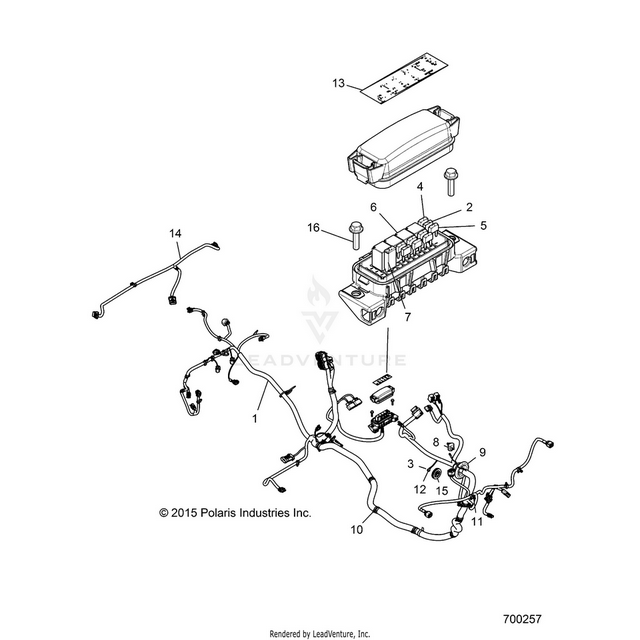 An Image of a Genuine Polaris Parts Schematic Diagram showing the schematic - ELECTRICAL: WIRE HARNESS - 2016 POLARIS RZR 900/900 EPS
