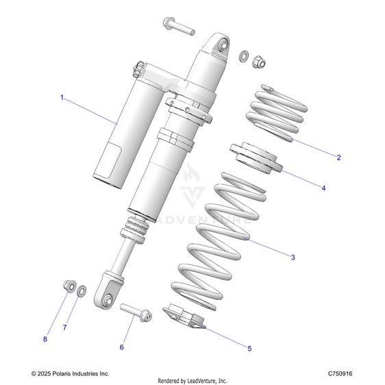 An Image of a Genuine Polaris Parts Schematic Diagram showing the schematic - SUSPENSION: FRONT SHOCK MOUNTING - 2026 POLARIS RZR XP S 4 1000 ULTIMATE