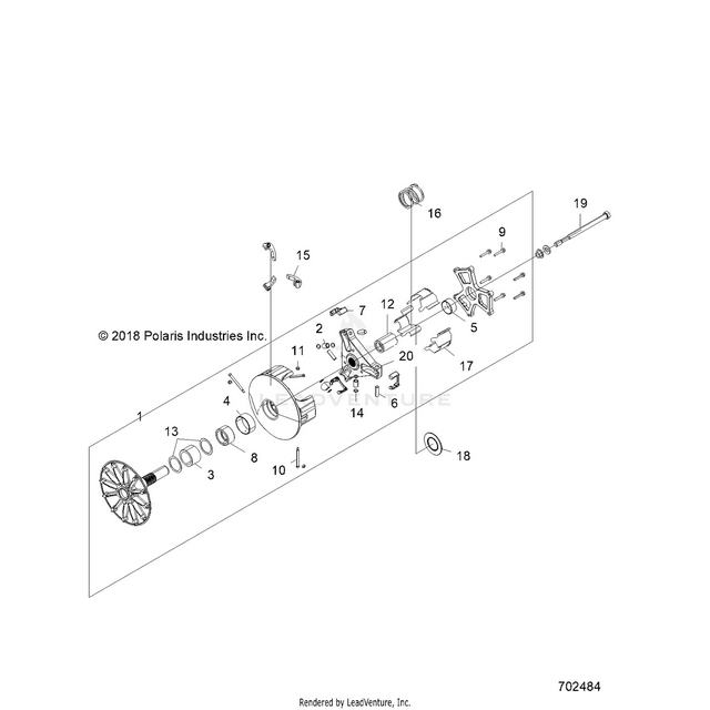 An Image of a Genuine Polaris Parts Schematic Diagram showing the schematic - DRIVE TRAIN: PRIMARY CLUTCH - 2019 POLARIS RZR XP 4 TURBO S VELOCITY