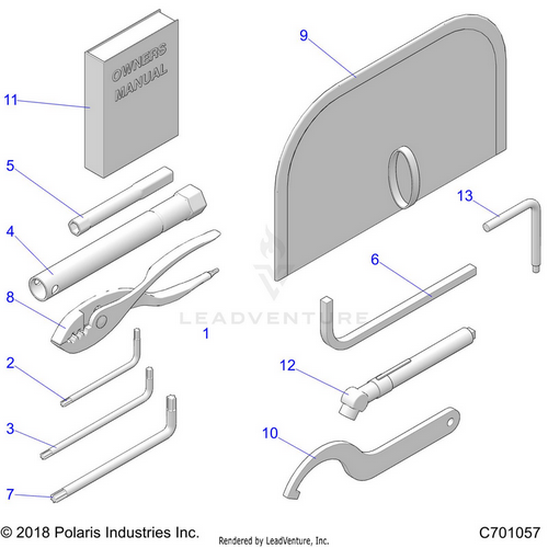 An Image of a Genuine Polaris Parts Schematic Diagram showing the schematic - REFERENCES: OWNERS MANUAL AND TOOL KIT - 2020 POLARIS RZR TURBO S 4