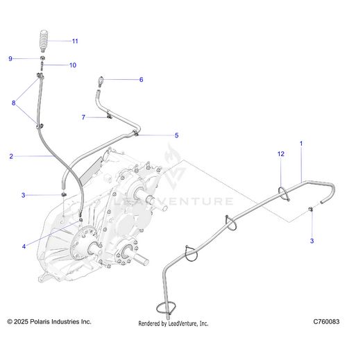 An Image of a Genuine Polaris Parts Schematic Diagram showing the schematic - DRIVE TRAIN: GEARCASE VENTING MAIN - 2026 POLARIS RZR PRO R RACE