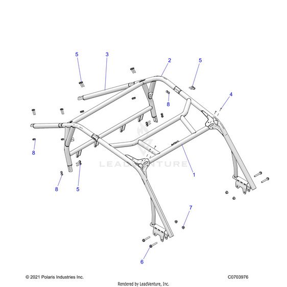 An Image of a Genuine Polaris Parts Schematic Diagram showing the schematic - CHASSIS: CAB FRAME - 2024 POLARIS RZR XP 1000 ULTIMATE
