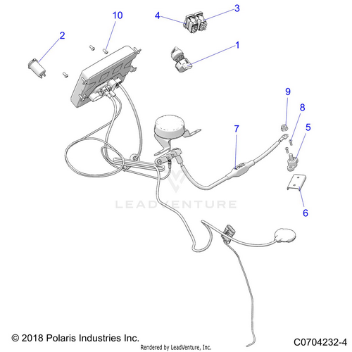 An Image of a Genuine Polaris Parts Schematic Diagram showing the schematic - ELECTRICAL: DASH INSTRUMENTS AND CONTROLS - 2020 POLARIS RZR 900 EPS RIDE COMMAND