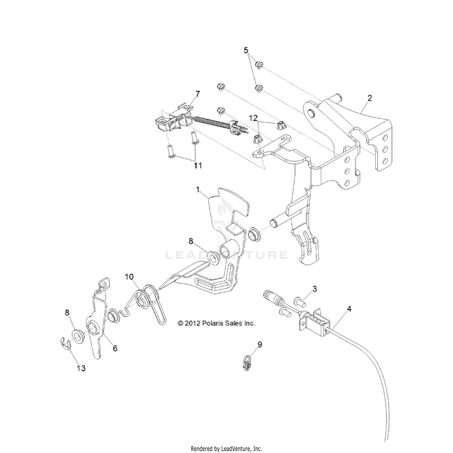 An Image of a Genuine Polaris Parts Schematic Diagram showing the schematic - ENGINE: THROTTLE PEDAL - 2016 POLARIS RZR 570