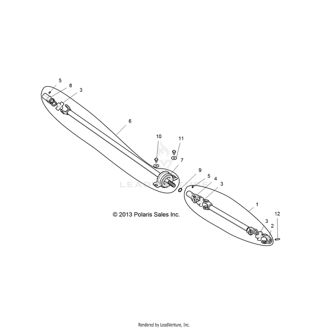 An Image of a Genuine Polaris Parts Schematic Diagram showing the schematic - DRIVE TRAIN: PROP SHAFT - 2016 POLARIS RZR XP 4 1000