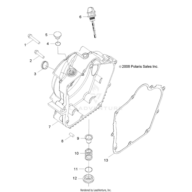 An Image of a Genuine Polaris Parts Schematic Diagram showing the schematic - ENGINE: CRANKCASE COVER RH - 2020 POLARIS RZR 170