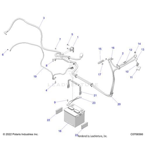 An Image of a Genuine Polaris Parts Schematic Diagram showing the schematic - ELECTRICAL: BATTERY - 2023 POLARIS RZR XP 1000 PREMIUM