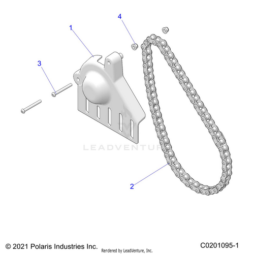 An Image of a Genuine Polaris Parts Schematic Diagram showing the schematic - DRIVE TRAIN: CHAIN GUARD - 2023 POLARIS RZR 200 TROY LEE DESIGNS EVAP