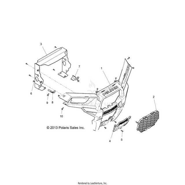 An Image of a Genuine Polaris Parts Schematic Diagram showing the schematic - BODY: FRONT BUMPER - 2016 POLARIS RZR XP 1000