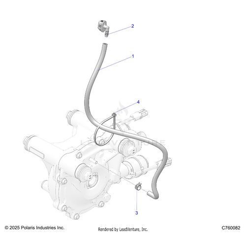 An Image of a Genuine Polaris Parts Schematic Diagram showing the schematic - DRIVE TRAIN: GEARCASE VENTING FRONT - 2026 POLARIS RZR PRO R RACE
