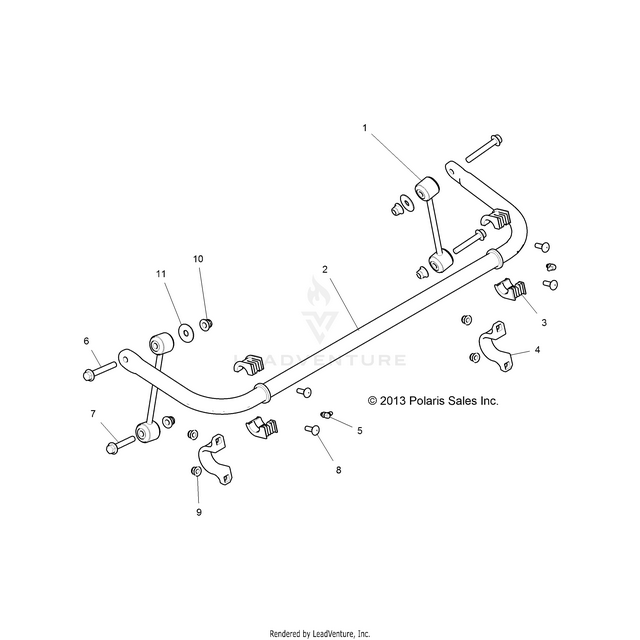 An Image of a Genuine Polaris Parts Schematic Diagram showing the schematic - SUSPENSION: STABILIZER BAR REAR - 2015 POLARIS RZR XP 1000