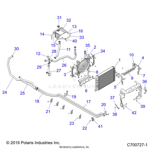 An Image of a Genuine Polaris Parts Schematic Diagram showing the schematic - ENGINE: COOLING SYSTEM - 2021 POLARIS RZR XP 4 TURBO