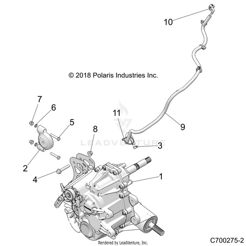 An Image of a Genuine Polaris Parts Schematic Diagram showing the schematic - DRIVE TRAIN: MAIN GEARCASE MOUNTING - 2019 POLARIS RZR XP 1000