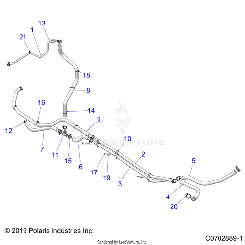 An Image of a Genuine Polaris Parts Schematic Diagram showing the schematic - ENGINE: COOLING ROUTING - 2022 POLARIS RZR PRO XP SPORT