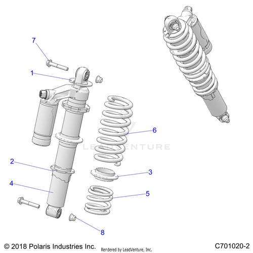 An Image of a Genuine Polaris Parts Schematic Diagram showing the schematic - SUSPENSION: REAR SHOCK - 2026 POLARIS RZR 900 TRAIL SPORT