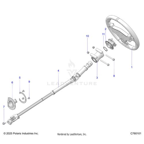 An Image of a Genuine Polaris Parts Schematic Diagram showing the schematic - STEERING: LINKAGE & TILT - 2026 POLARIS RZR PRO R RACE