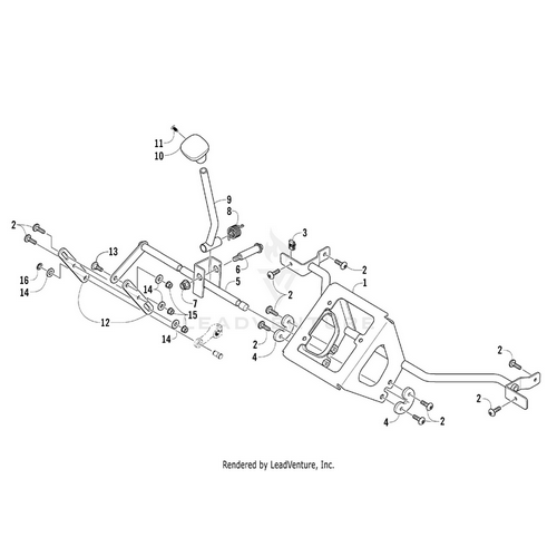 Exploded diagram of the Shift Linkage by Arctic Cat, detailing labeled parts like bolts, nuts, rods, lever, and brackets—perfect for identifying or sourcing OEM Arctic Cat shift linkage and related UTV/ATV components.