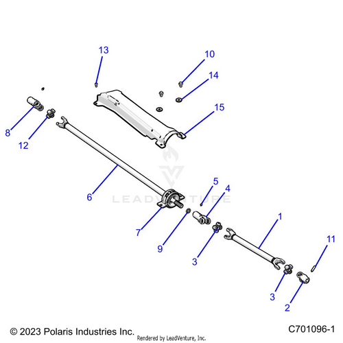 An Image of a Genuine Polaris Parts Schematic Diagram showing the schematic - DRIVE TRAIN: FRONT PROP SHAFT - 2021 POLARIS RZR XP 1000